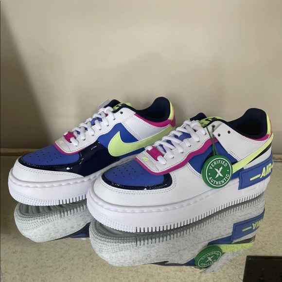 Nike Air Force 1:Shadow White Sapphire Barely Volt - Picture 2 of 4